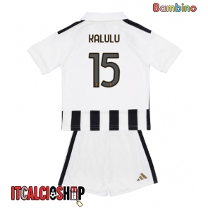 Juventus Pierre Kalulu #15 Prima Maglia Bambino 2026-27 Manica Corta (+ Pantaloni corti)